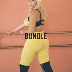 BUNDLE [SET] NWT Secnd Nture Cut Out Sports Bra XS Yellow Black Classic Legging